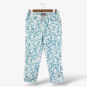 Chico’s So Slimming Ankle Crop Jeans Size 00 Blue White Flourish Print Casual